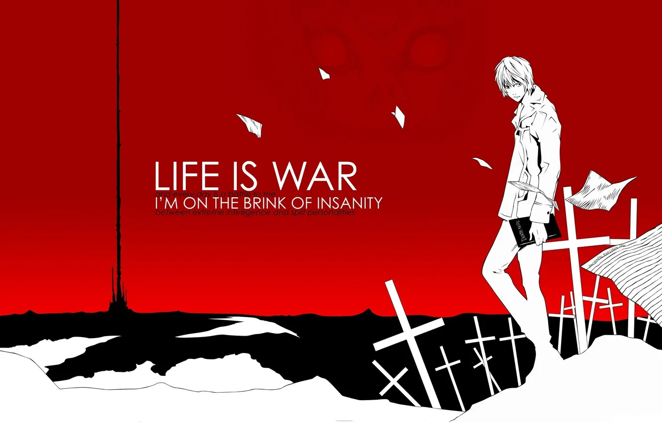 Photo wallpaper the inscription, minimalism, Kira, Death Note, Death Note, Ryuk