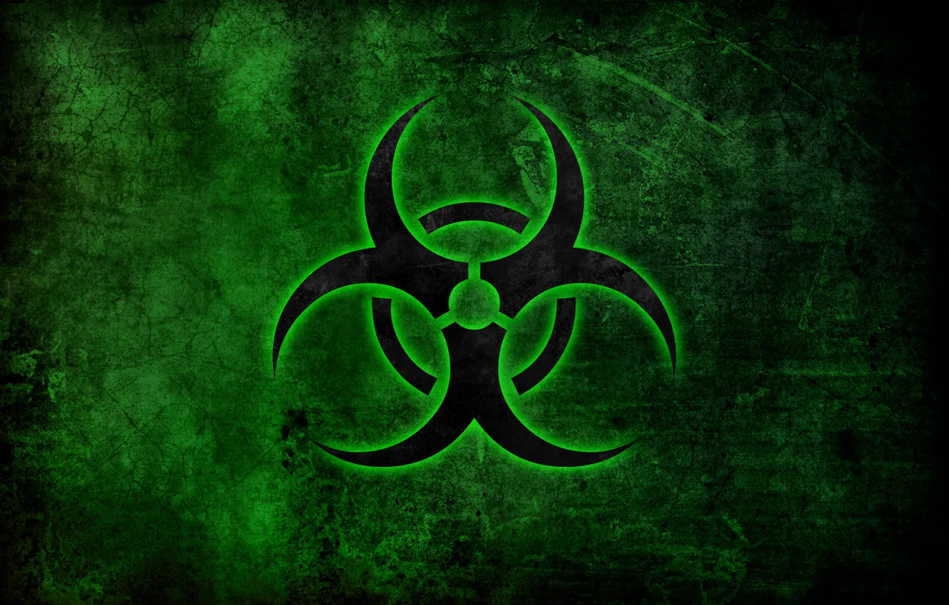 Photo wallpaper danger, sign, green, emblem, biological contamination