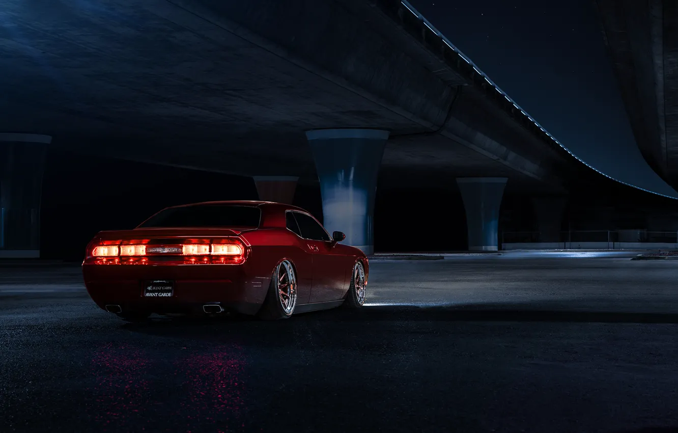 Photo wallpaper Muscle, Dodge, Challenger, Red, Car, Candy, Back, American