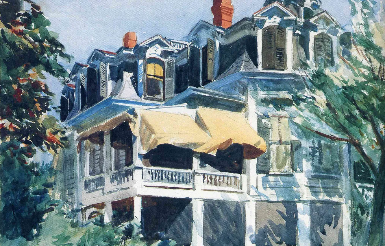 Photo wallpaper 1923, Edward Hopper, The Mansard Roof