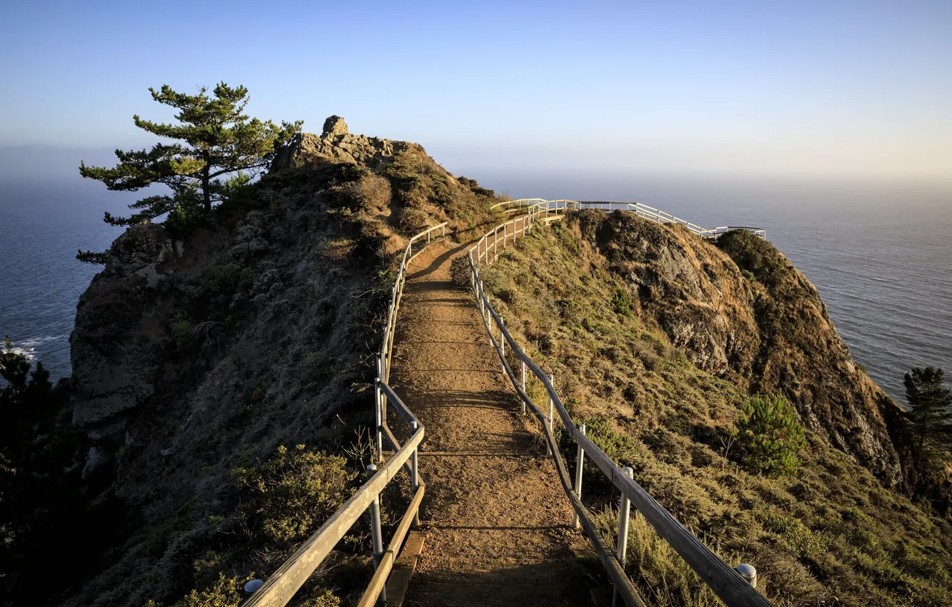 Photo wallpaper road, rocks, horizon, the bridge