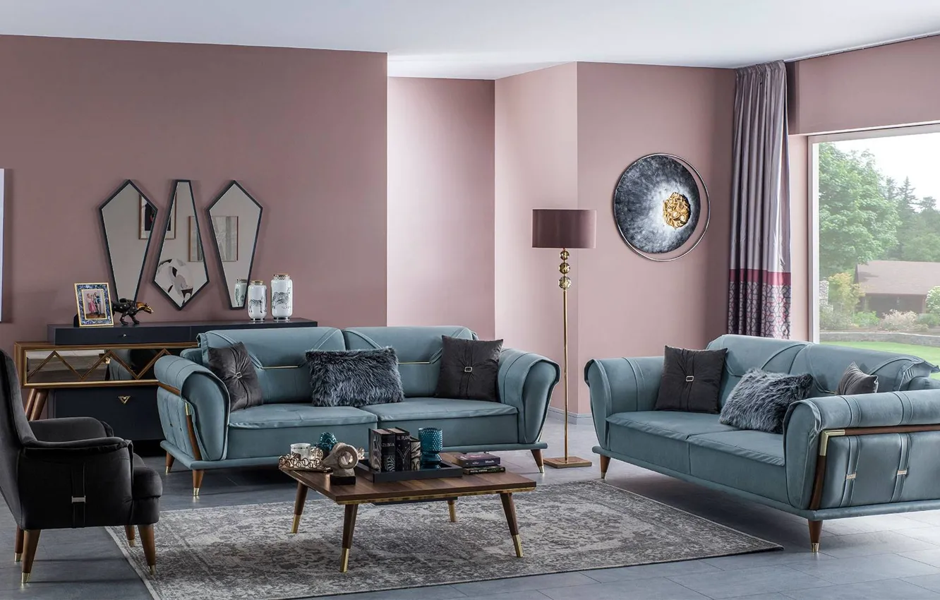 Photo wallpaper design, style, room, interior, living room, upholstered furniture