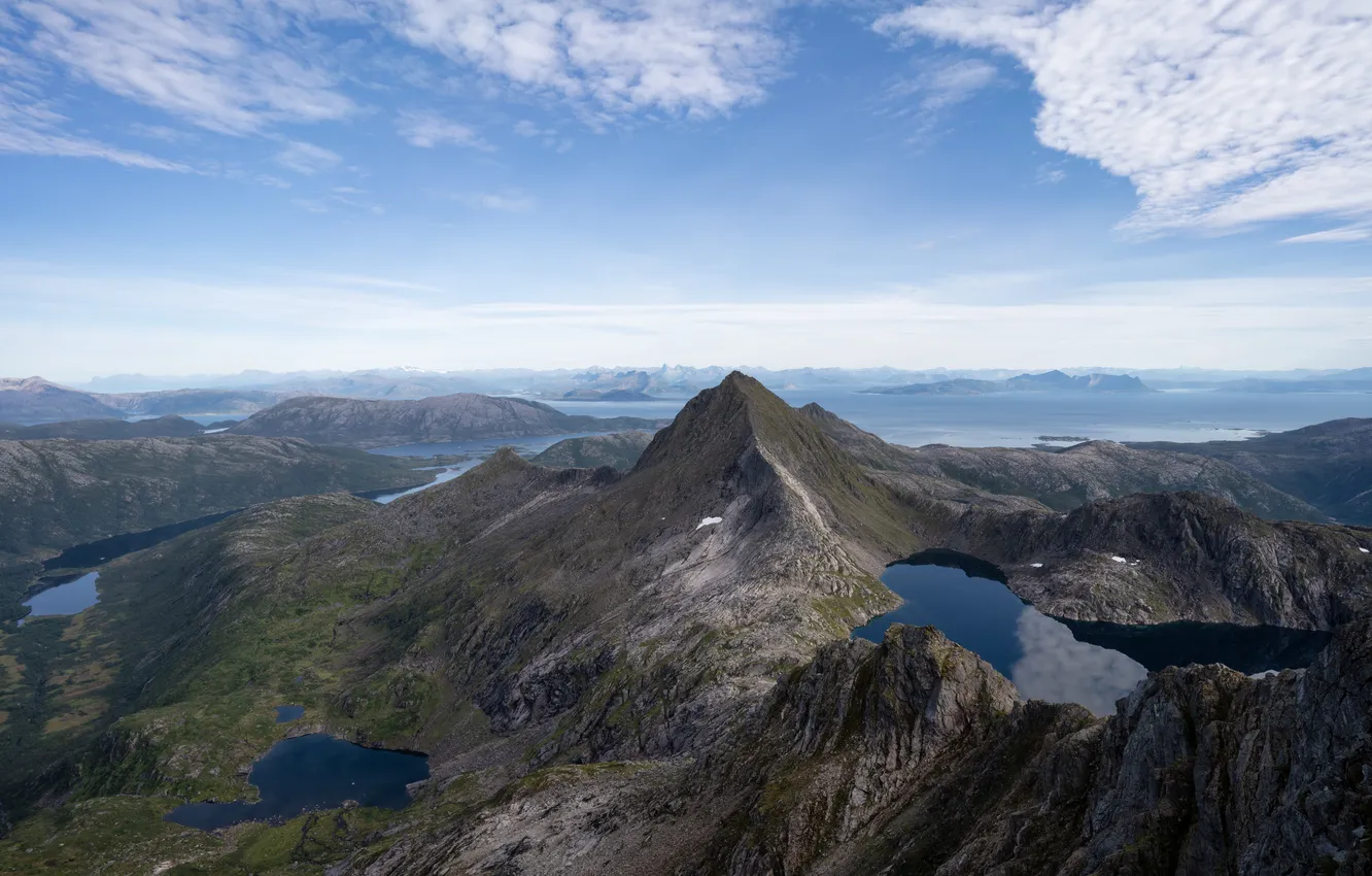 Photo wallpaper the sky, mountains, lake, panorama