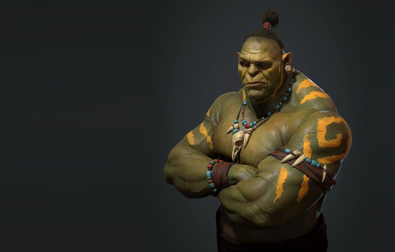 Photo wallpaper mood, fantasy, art, Orc, Tribal Ork, Pavel Protasov