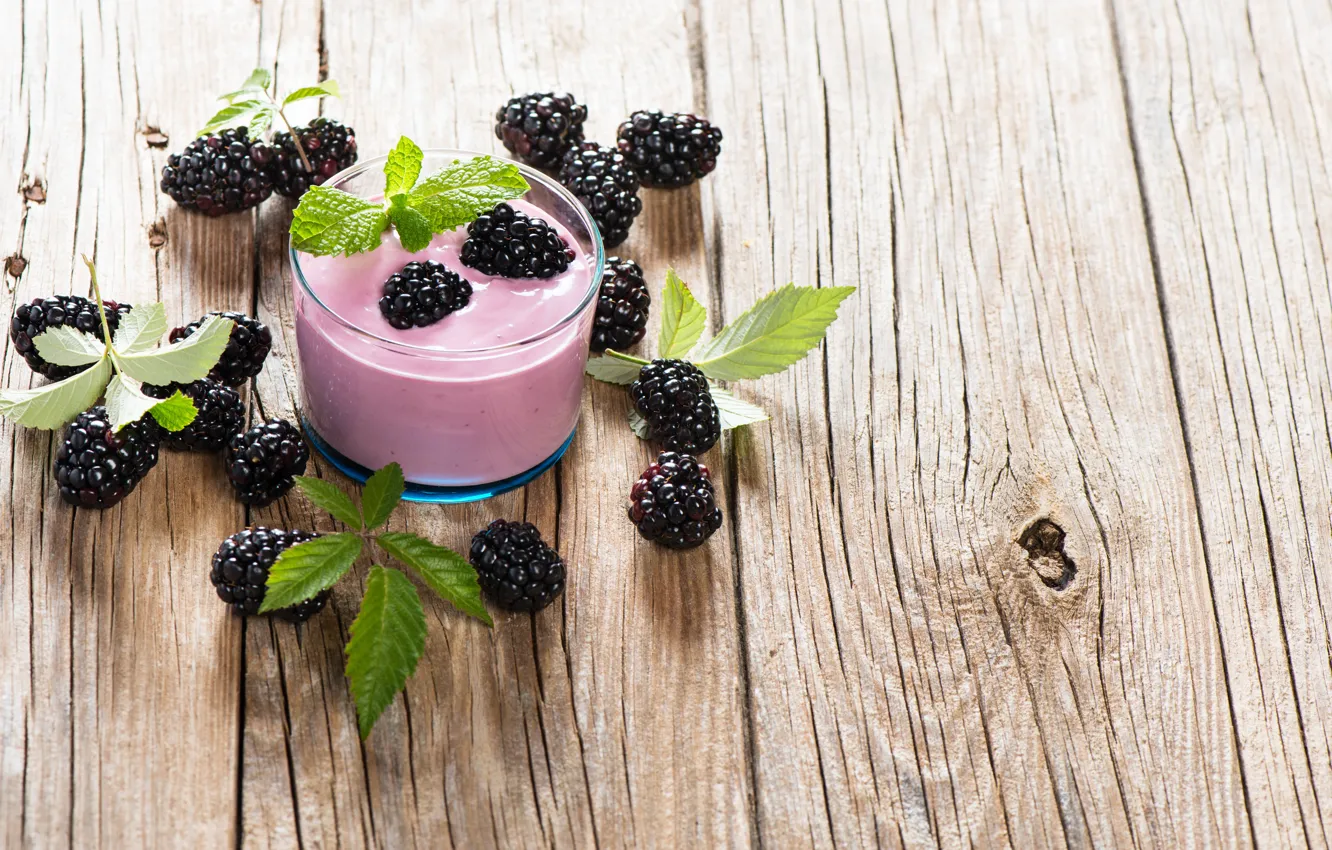 Photo wallpaper glass, berries, drink, BlackBerry, smoothies