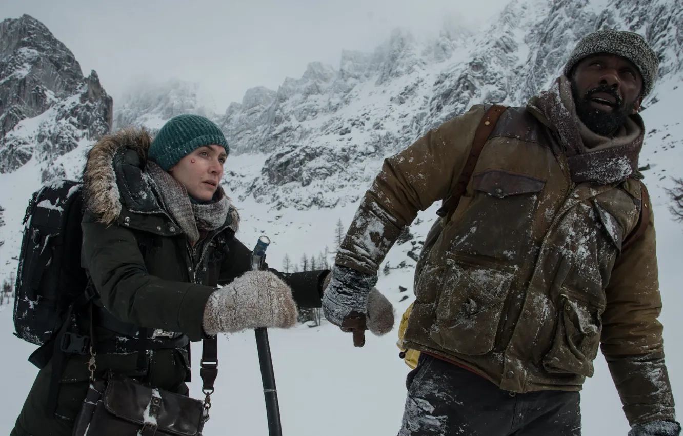Photo wallpaper cinema, blizzard, snow, survivor, movie, film, Idris Elba, Kate Winslet