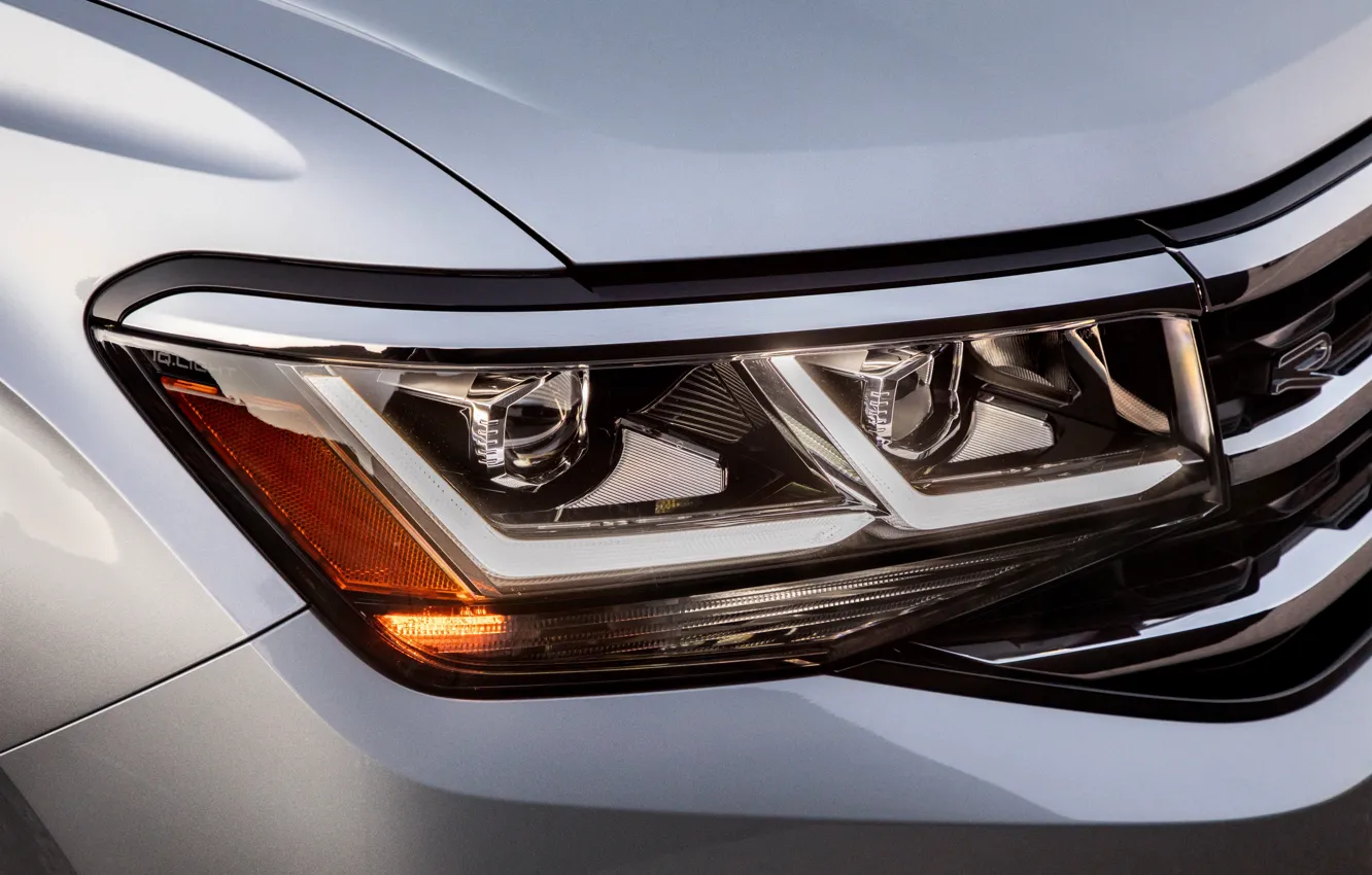 Photo wallpaper headlight, Volkswagen, SUV, Atlas, 2020, gray-silver