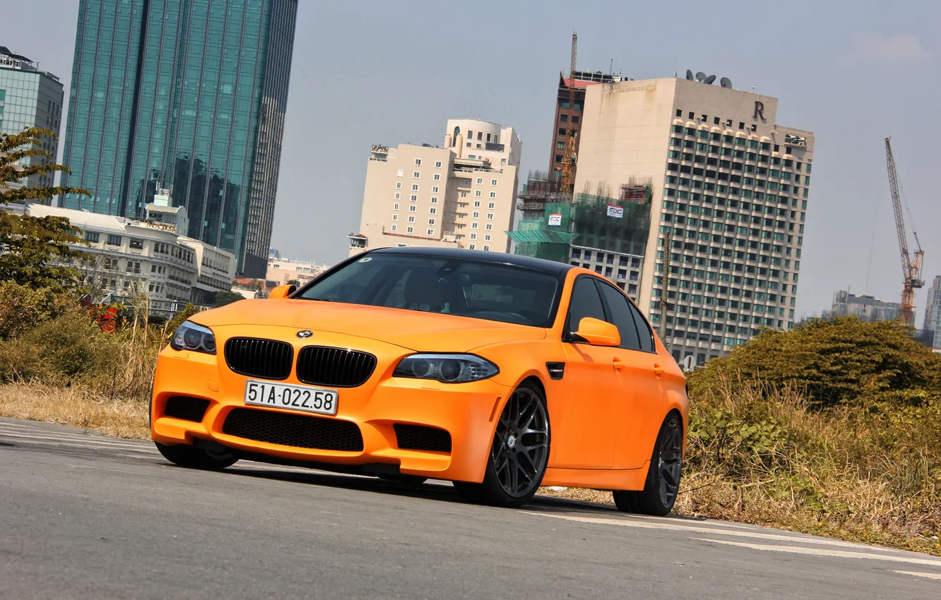 Photo wallpaper BMW, tuning, orange, Matte, F10