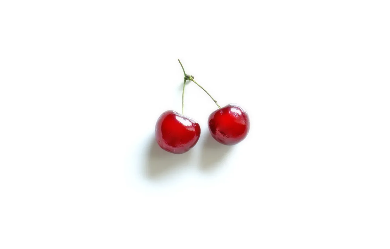 Photo wallpaper Shine, white background, cherry