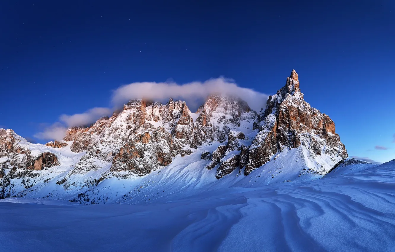 Photo wallpaper winter, the sky, snow, landscape, mountains, nature, rocks