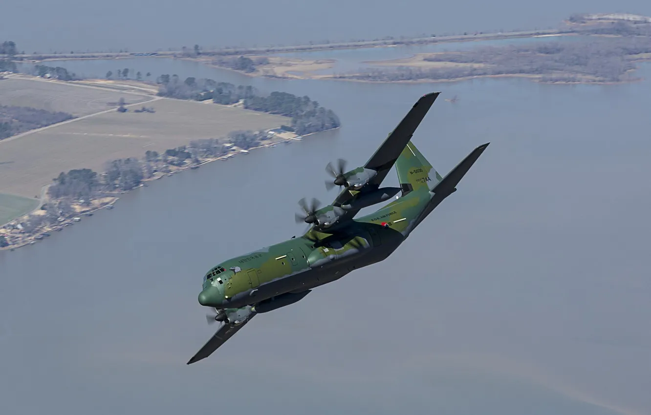 Photo wallpaper flight, the plane, military transport, Lockheed Martin, Super Hercules, C-130J