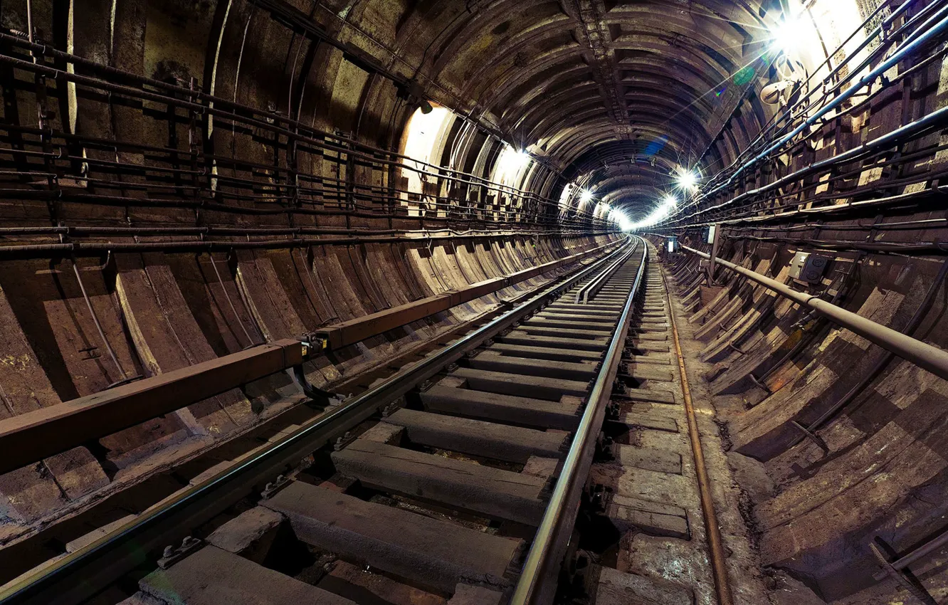 Photo wallpaper metro, rails, the tunnel, Rail, Subway, Tunel