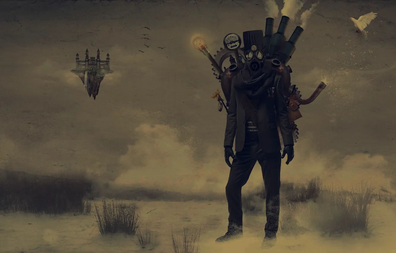 Photo wallpaper people, gas mask, steampunk, Steampunk, Parabank