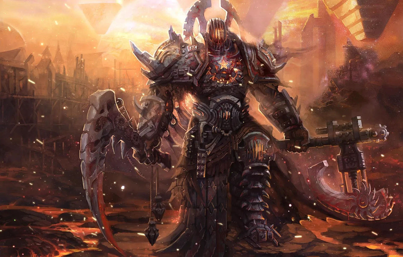 Photo wallpaper the demon, warrior, art, armor, axe