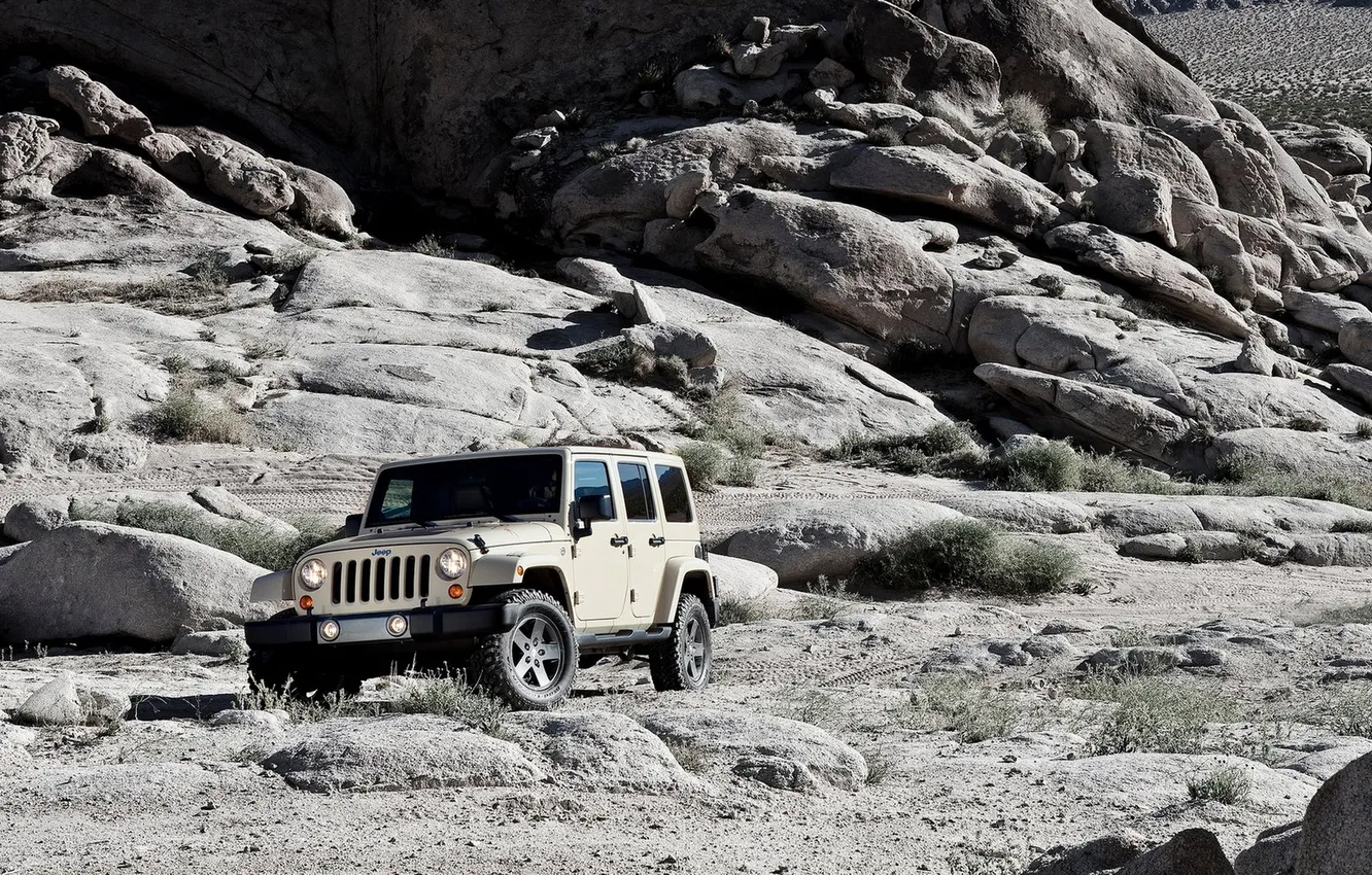 Photo wallpaper machine, mountains, jeep, car, Wrangler, Jeep