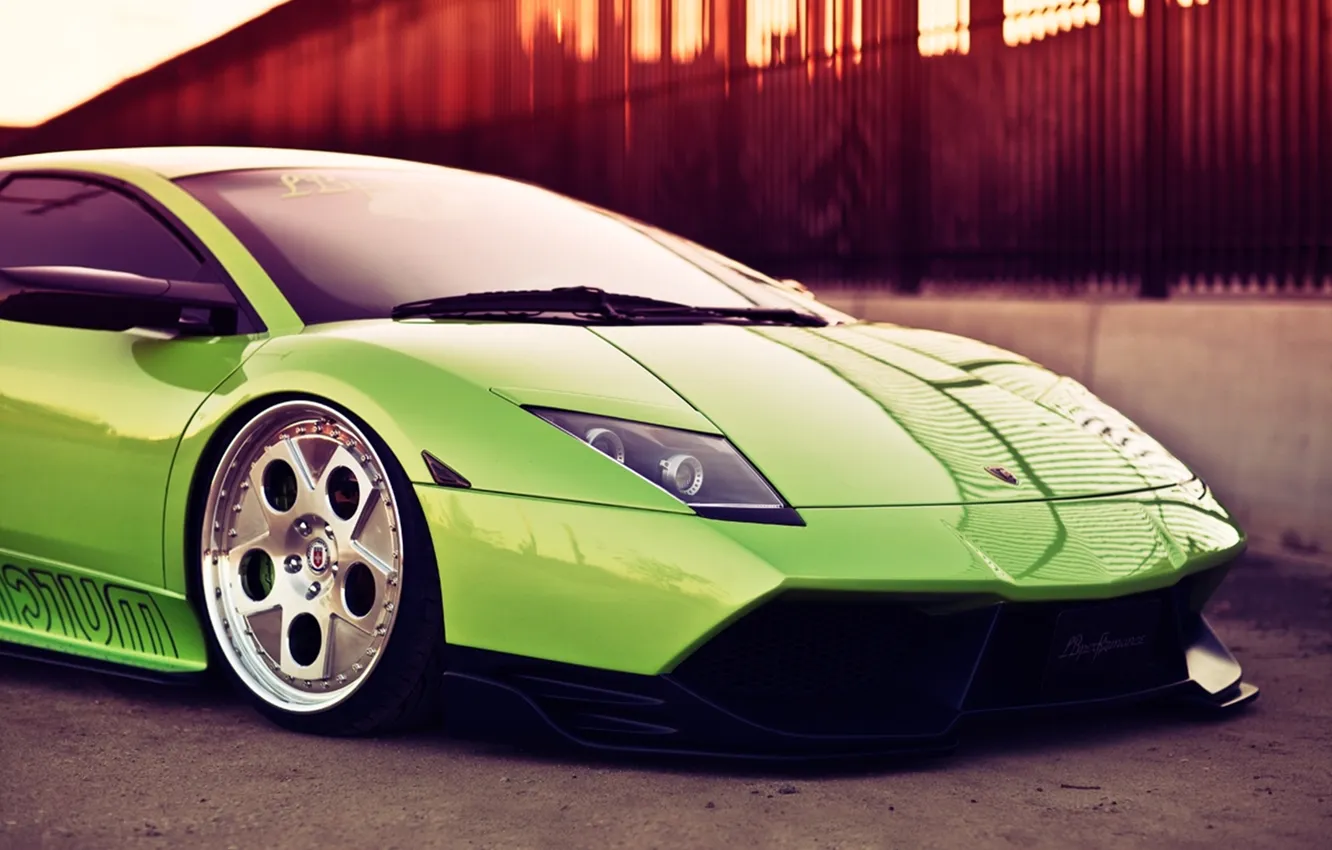 Photo wallpaper car, green, before, Lamborghini Murcielago
