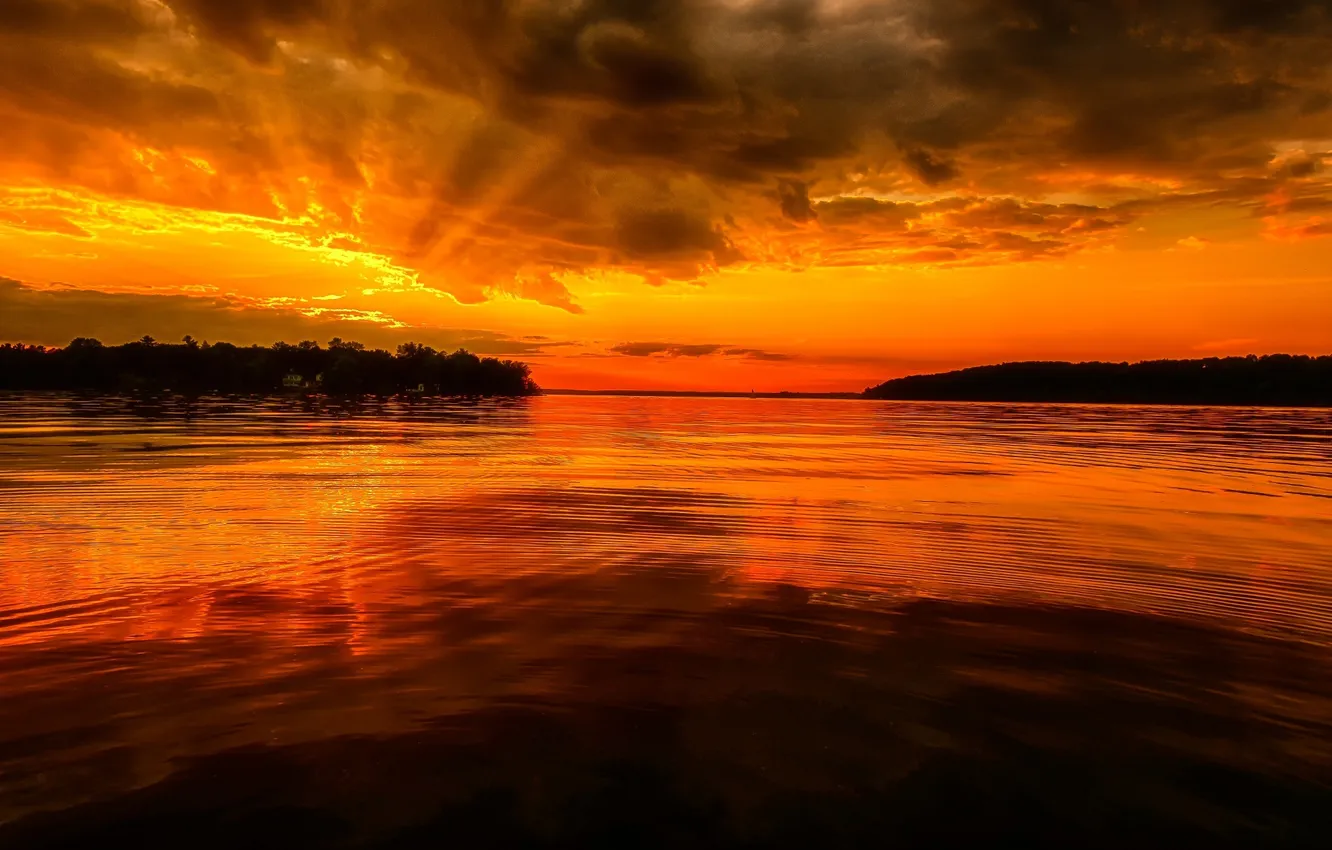 Photo wallpaper sea, the sky, landscape, sunset, beauty