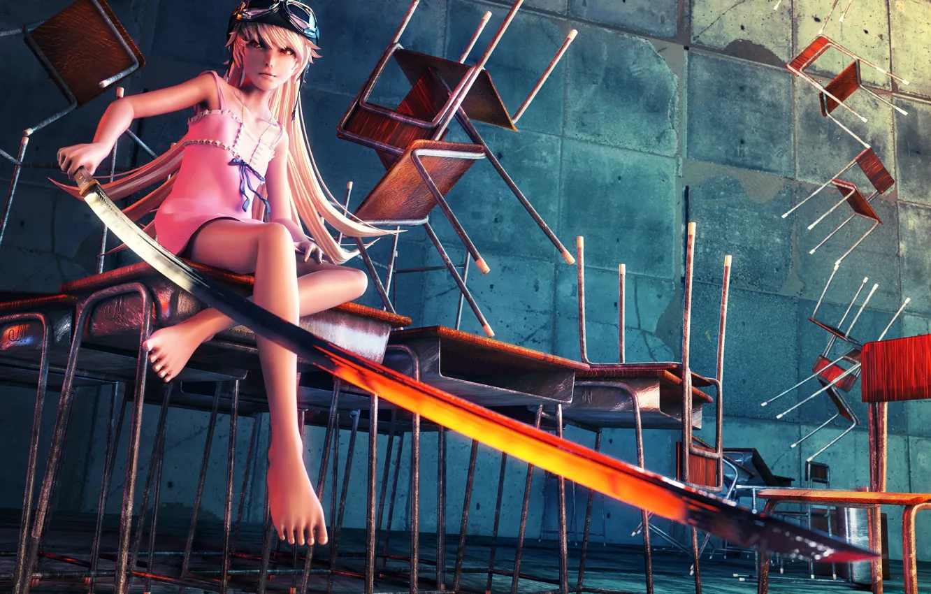 Photo wallpaper sword, anime, art, Bakemonogatari