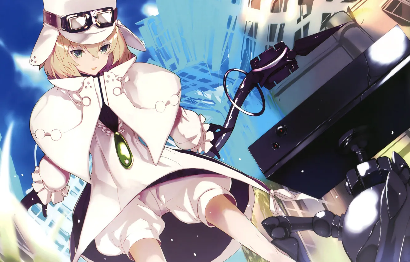 Photo wallpaper look, anime, girl, white suit