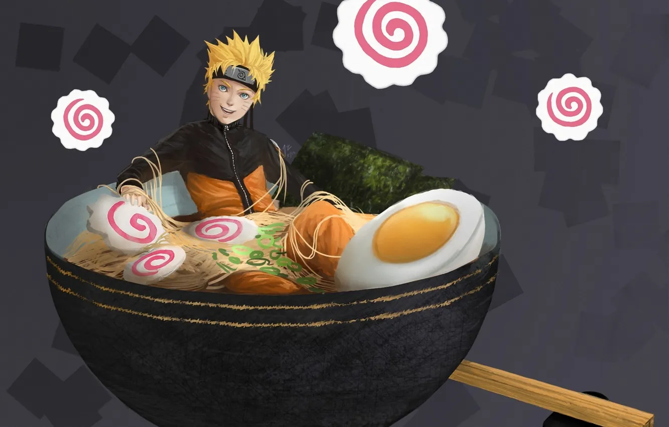 Photo wallpaper food, art, soup, guy, bowl, noodles, Naruto Ramen