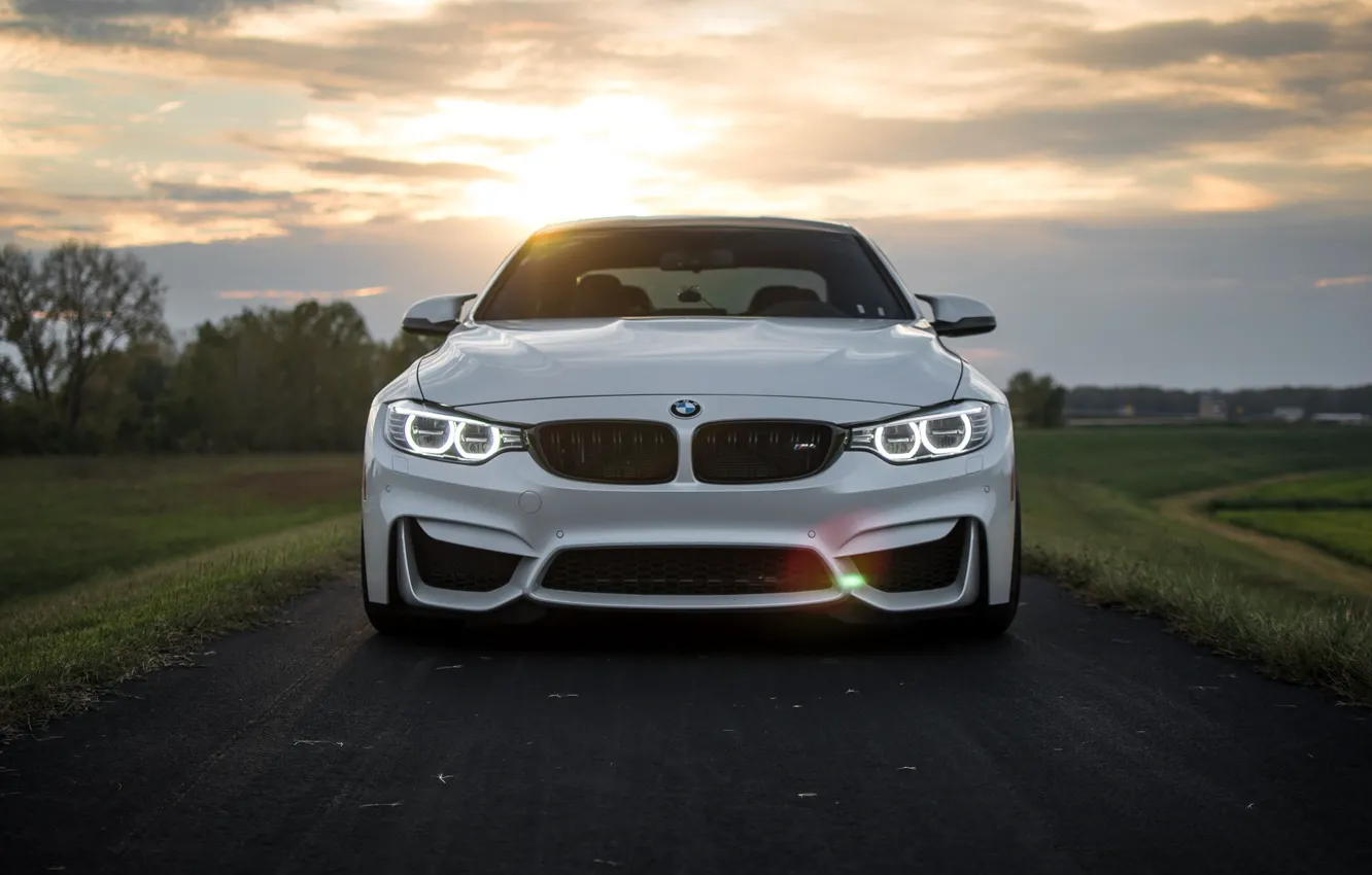 Photo wallpaper BMW, Clouds, Sky, Green, Sunset, White, LED, F83