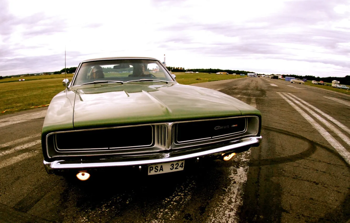 Photo wallpaper Asphalt, Dodge, Green, Charger