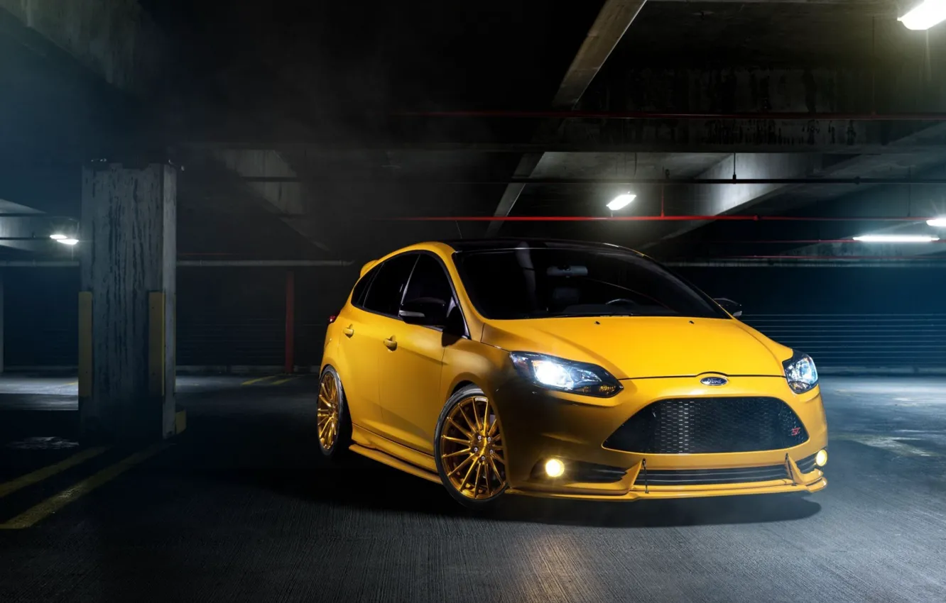 Photo wallpaper Car, Yellow, Sport, Ford Focus St