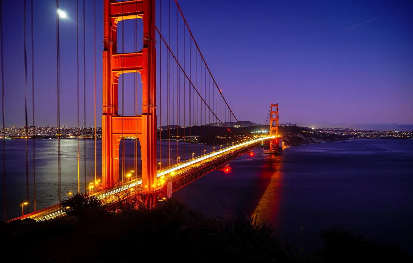 Photo wallpaper San Francisco, USA, USA, Golden Gate Bridge, San Francisco, night lighting, Night Lighting, Golden Gate …
