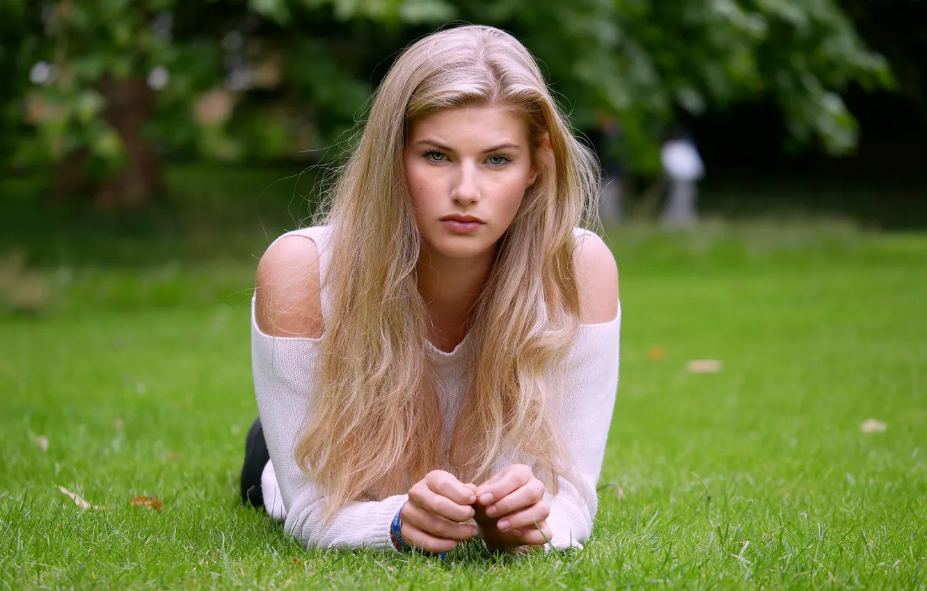 Photo wallpaper look, lawn, Laura