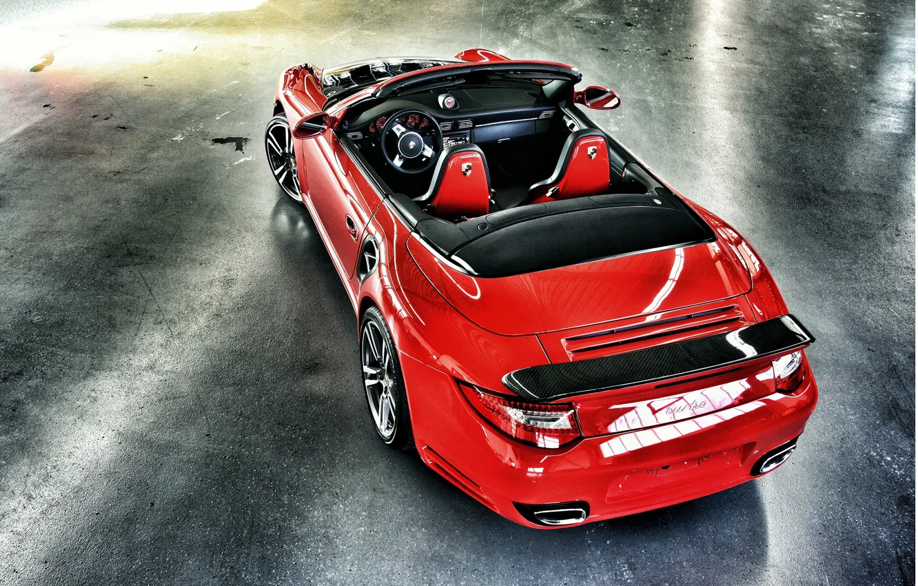 Photo wallpaper red, 997, Porsche, turbo, red, carbon, convertible, Porsche