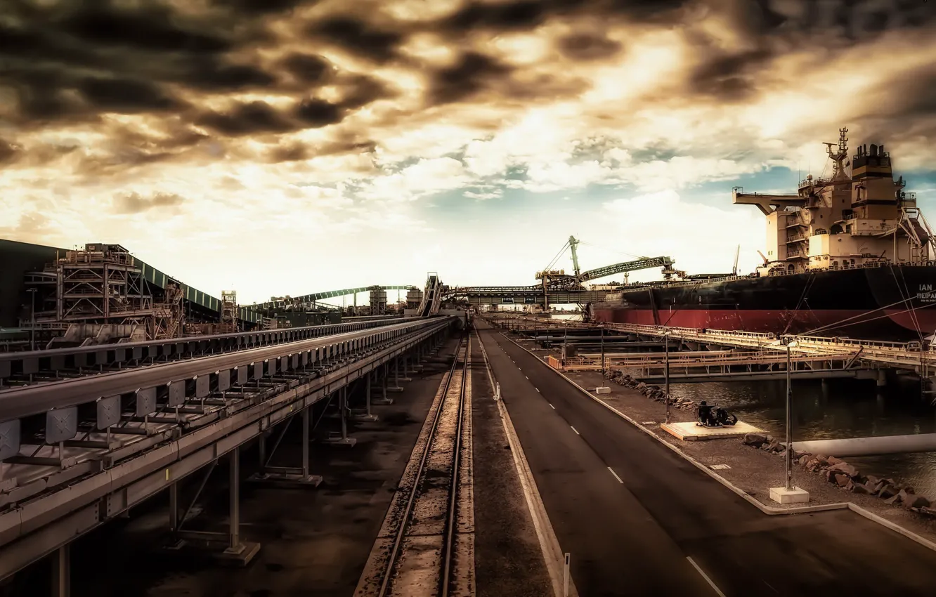 Photo wallpaper the city, ship, port