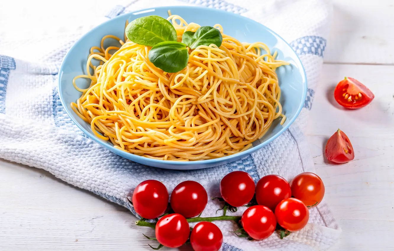Photo wallpaper tomatoes, spaghetti, pasta