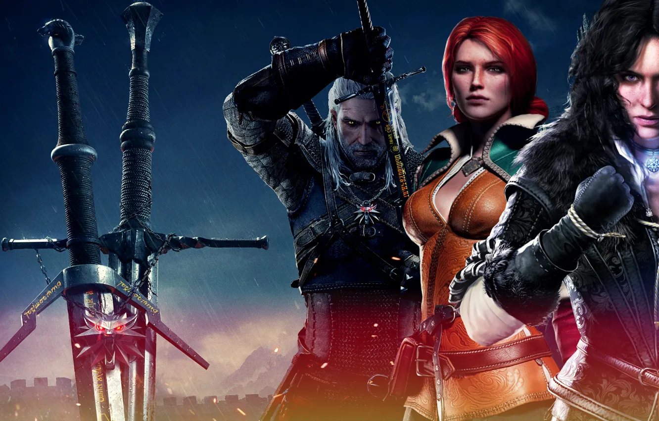 Photo wallpaper Triss Merigold, The Witcher 3: Wild Hunt, Geralt, The Witcher 3: Wild Hunt, Yennefer