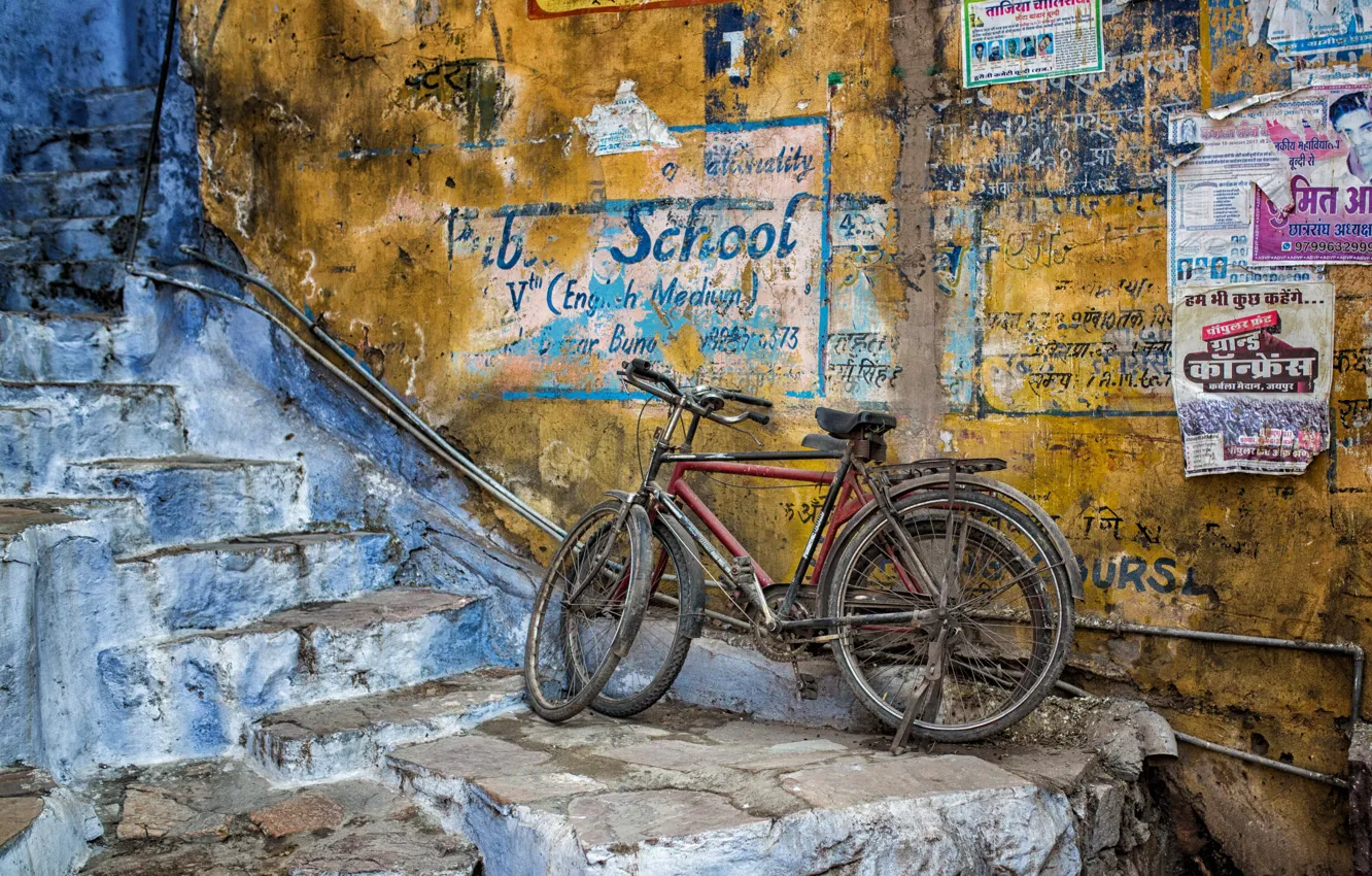 Photo wallpaper bike, street, naturalism