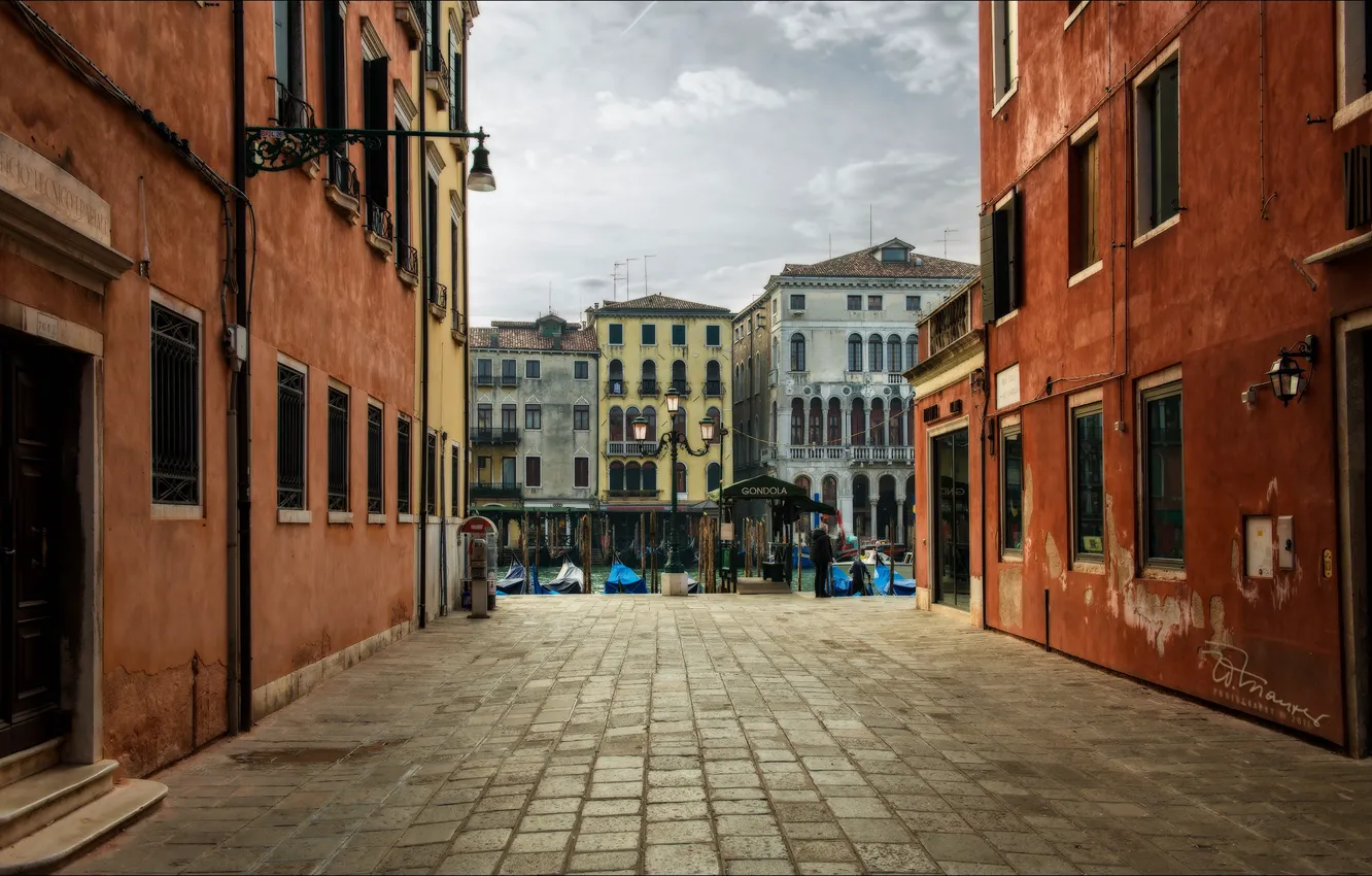 Photo wallpaper street, home, boats, Italy, Venice