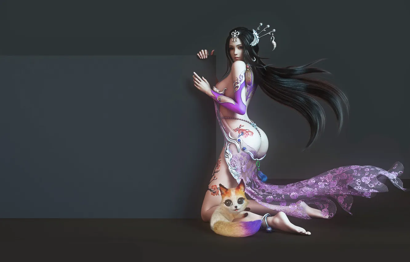 Photo wallpaper girl, fantasy, art, sings, yonglin yao, Mall girl