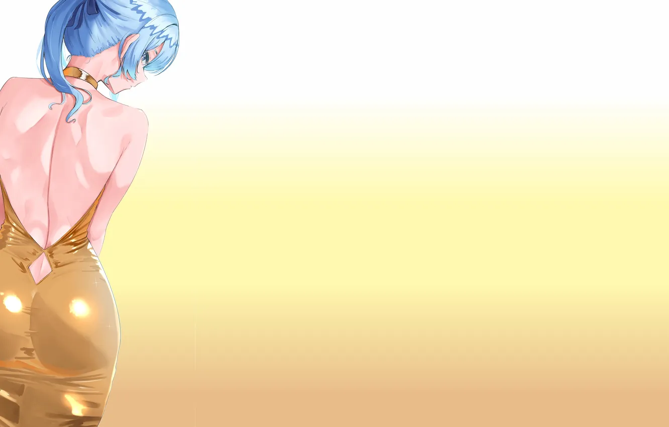 Photo wallpaper girl, golden, hot, sexy, gold, anime, pretty, butt