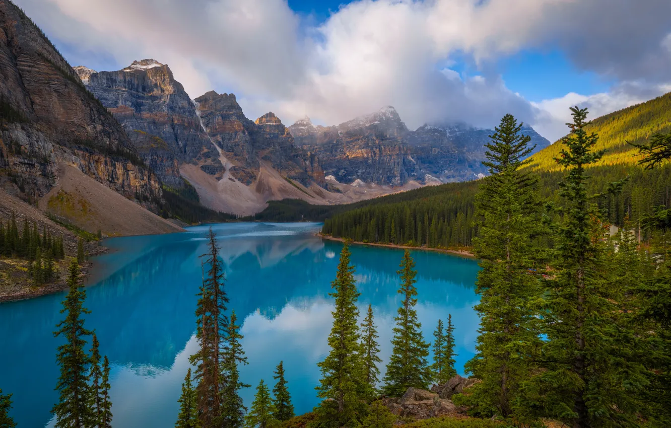 Photo wallpaper clouds, mountains, lake, Canada, Albert, Banff National Park, parks