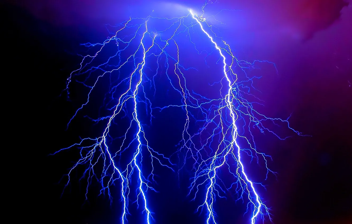 Photo wallpaper purple, the sky, blue, lightning