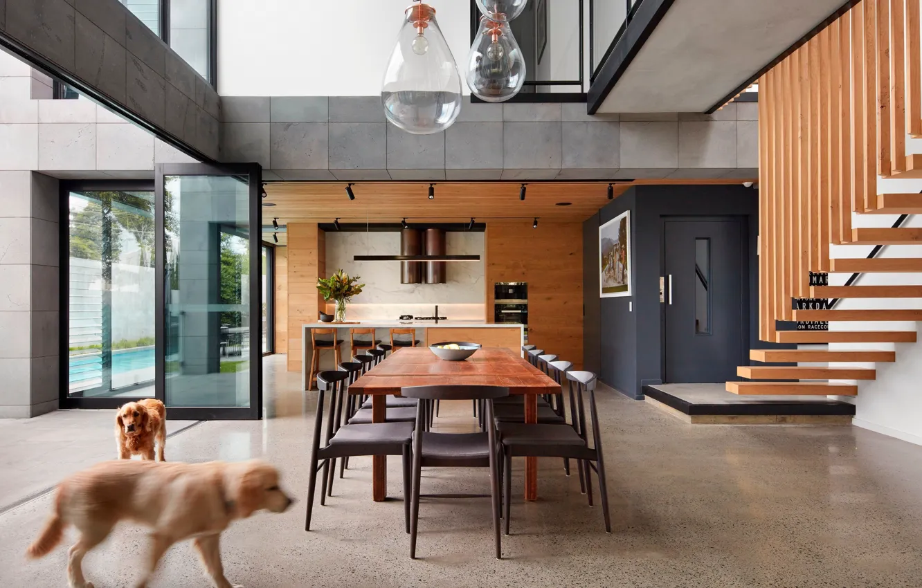 Photo wallpaper design, style, interior, Australia, kitchen, ladder, Melbourne, dining room