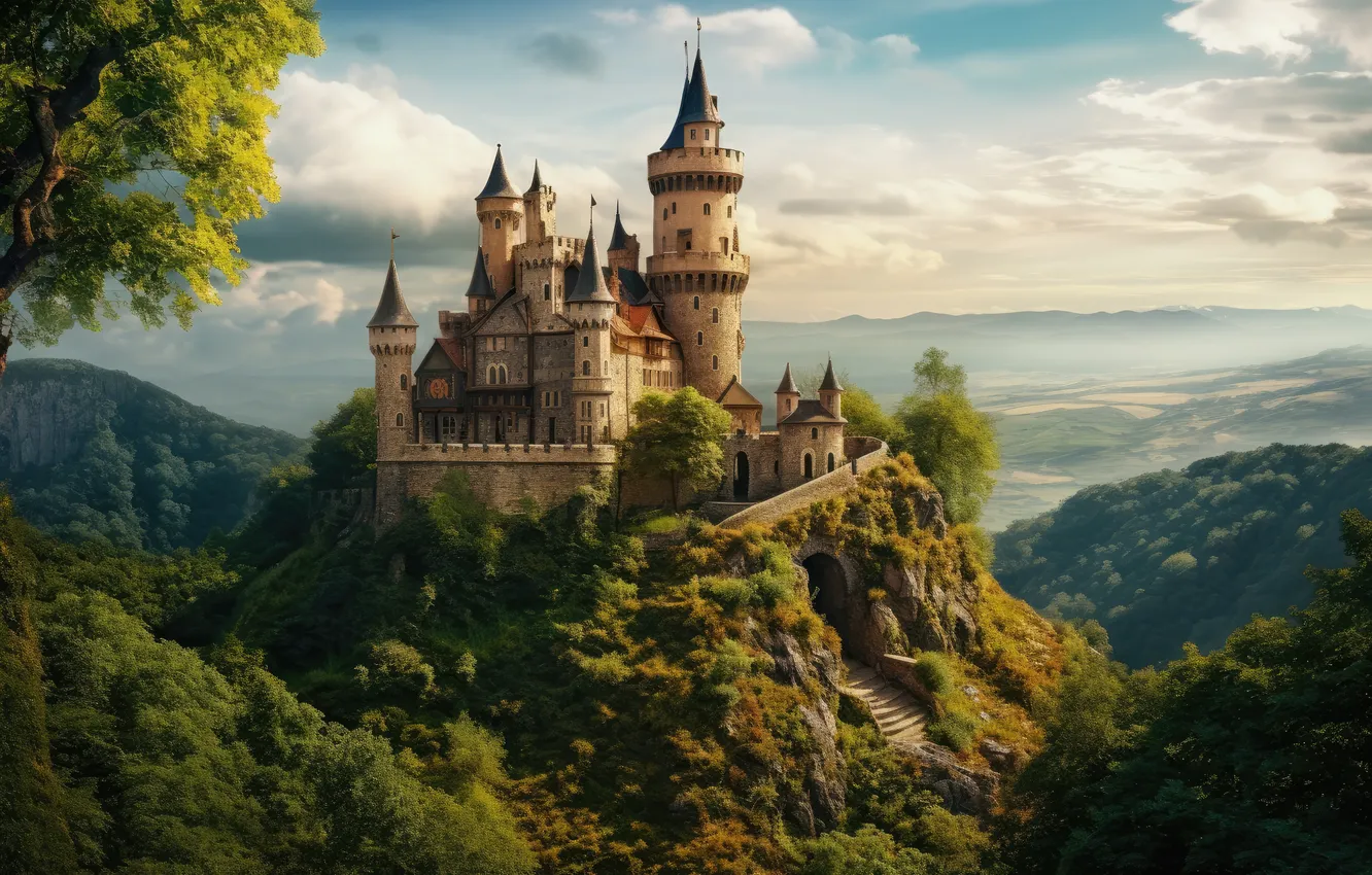Photo wallpaper landscape, castle, landscape, beautiful, vintage, castle, ancient