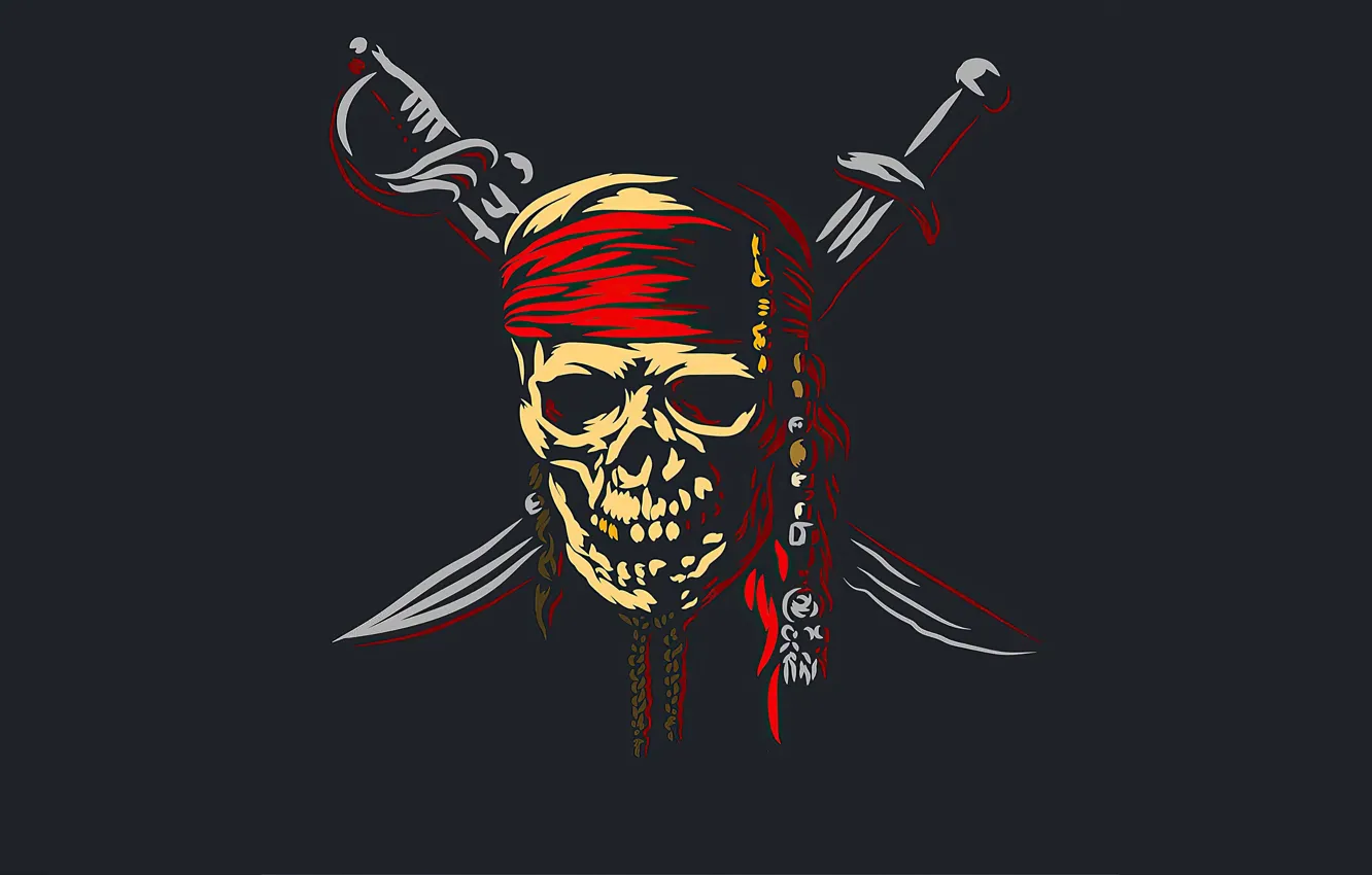 Photo wallpaper skull, pirate, knife