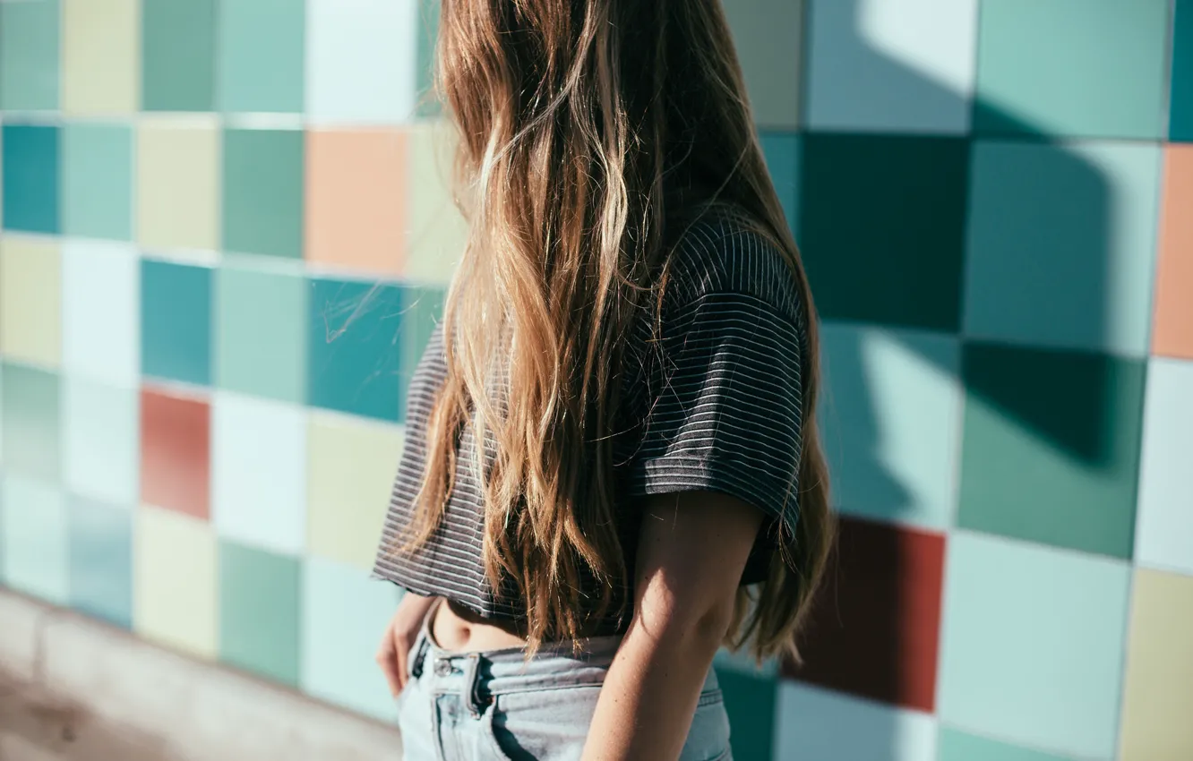 Photo wallpaper girl, brown hair, long hair