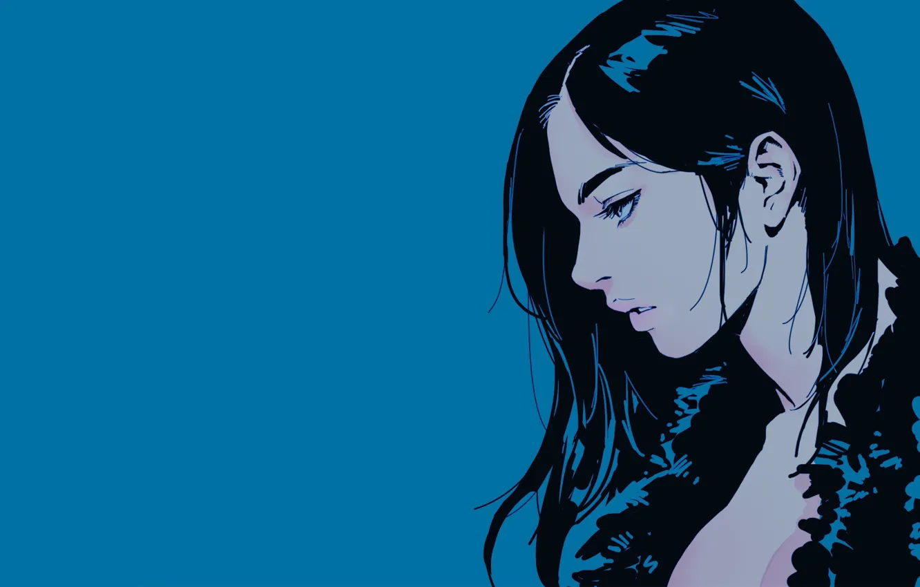 Photo wallpaper girl, face, background, minimalism, Illustration, doodle, Characters, Dongho Kang