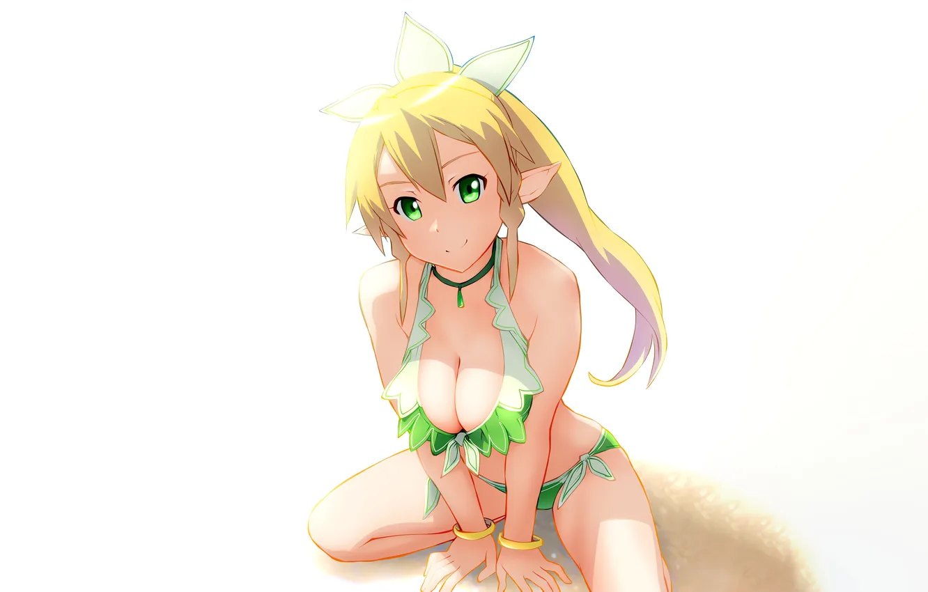 Photo wallpaper girl, sexy, cleavage, green eyes, long hair, legs, boobs, sexy girl