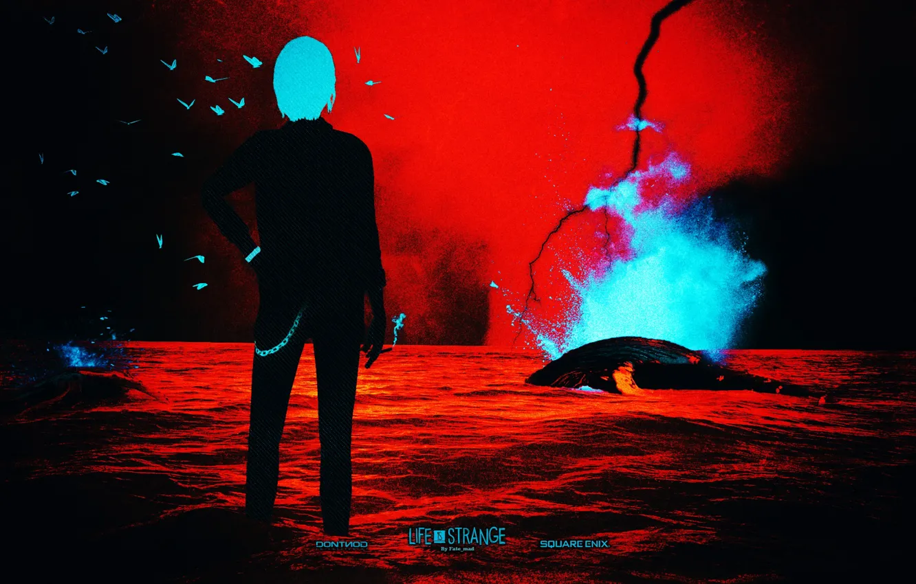 Photo wallpaper sea, wave, squirt, butterfly, the game, kit, fan art, Life Is Strange