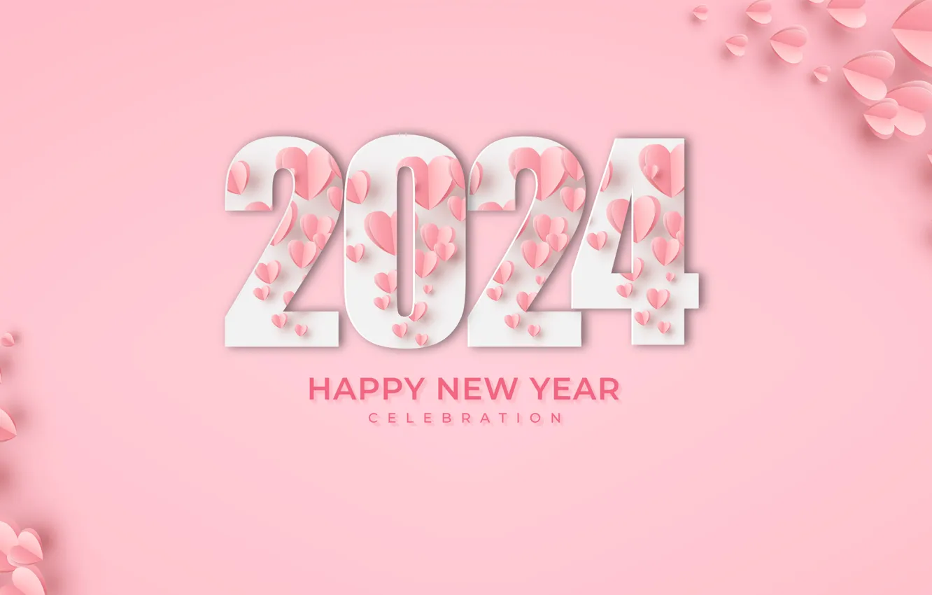 Wallpaper Figures New Year Pink Background Date 2024 New Year 2024   Novyi God Tsifry Data 2024 Novyi 2024 God Rozovyi Fon 