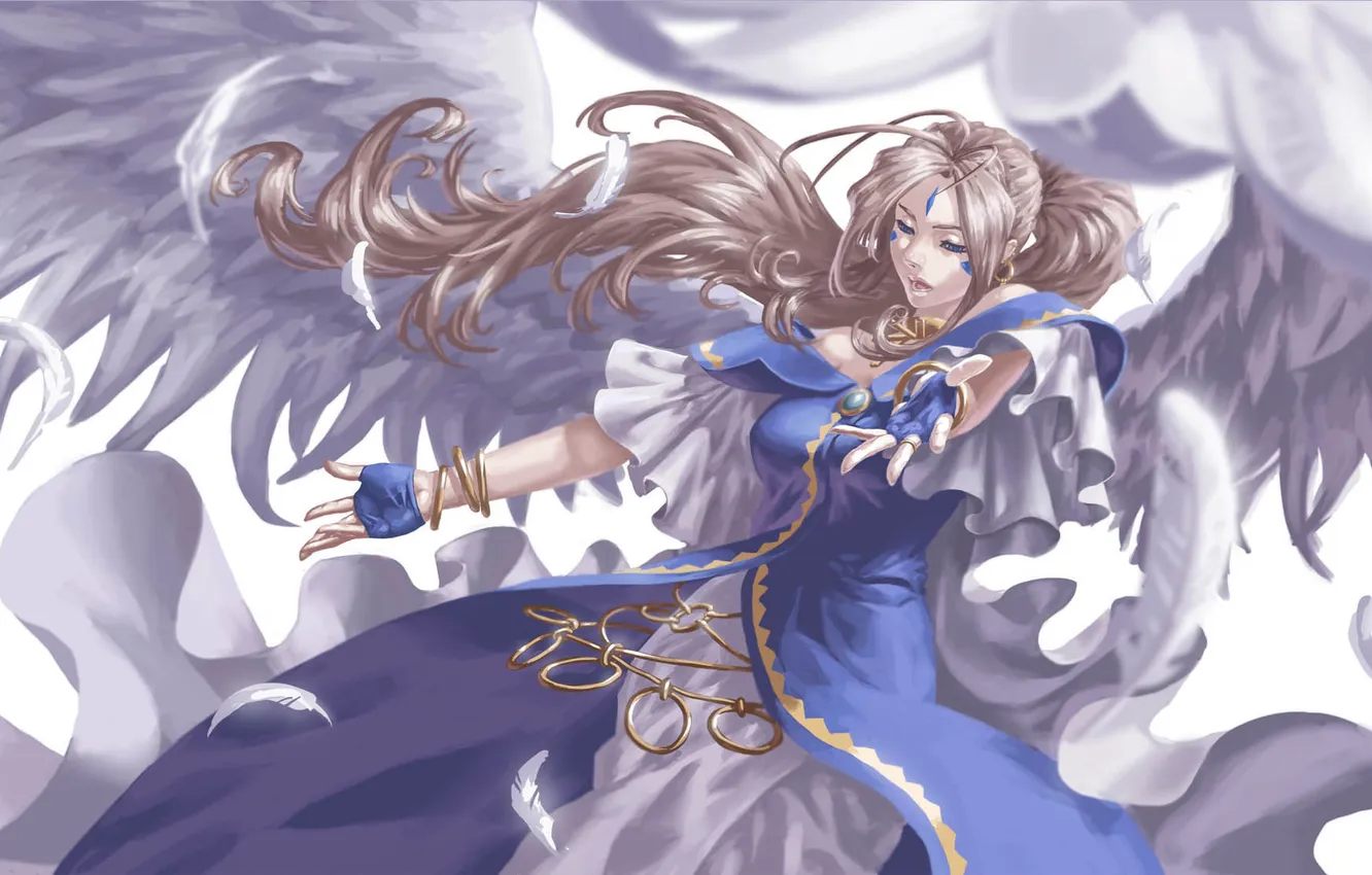 Photo wallpaper girl, wings, hands, dress, art, feitie, ah my goddess