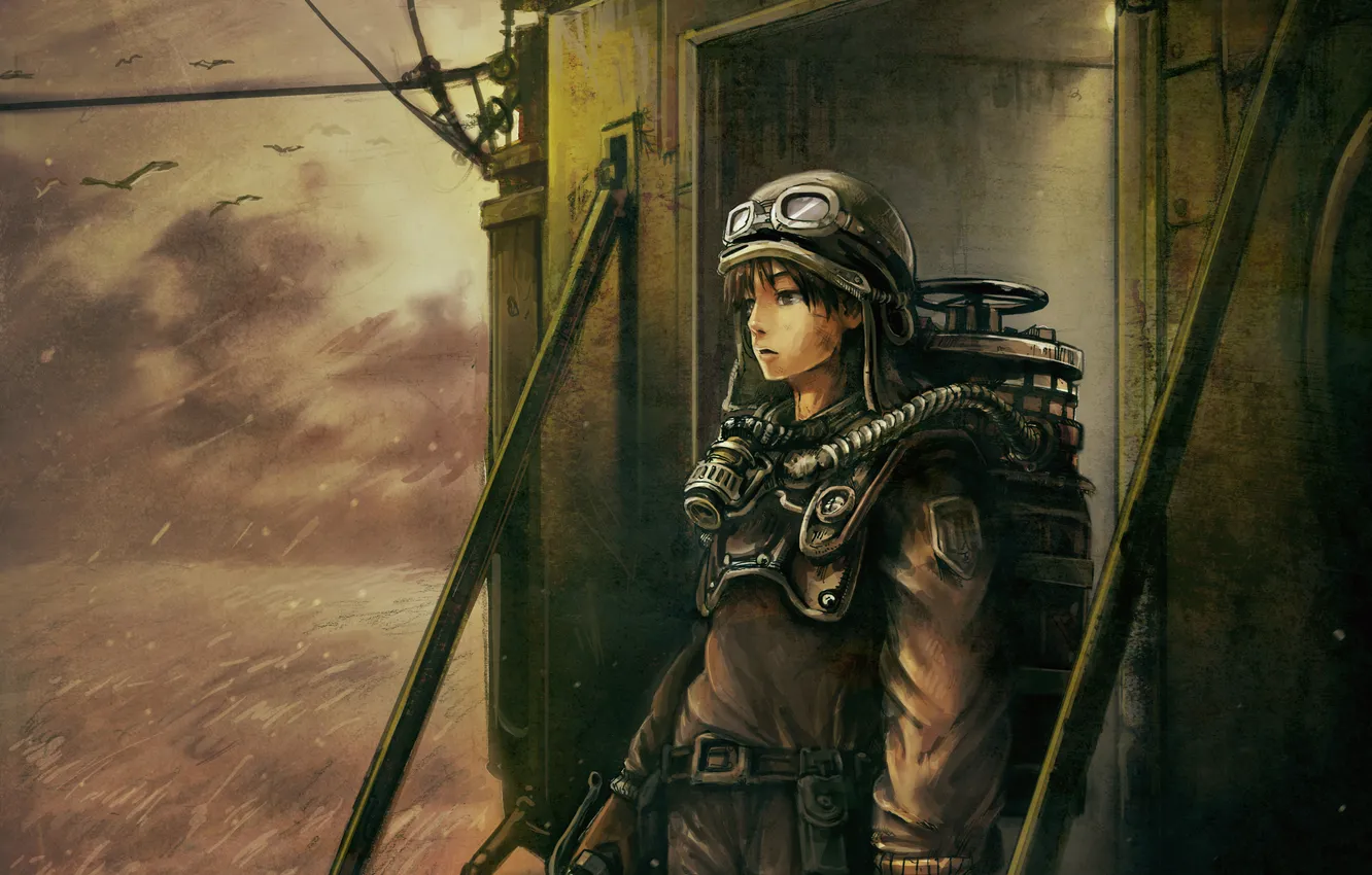 Photo wallpaper art, form, guy, helmet, military, equipment, toi, number8