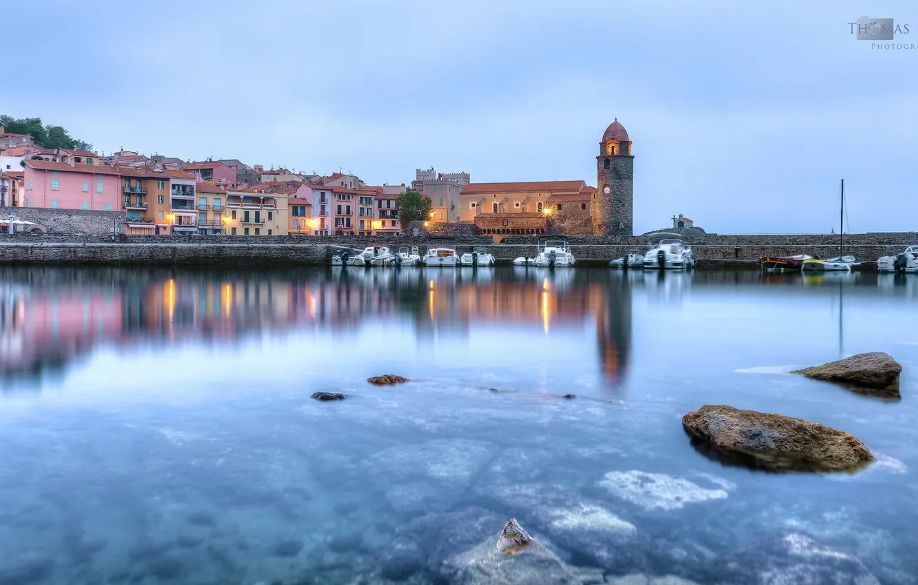 Photo wallpaper sea, the city, boat, lighthouse, Marina